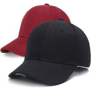 2 Packs Wine Red+black Baseball Cap Golf Dad Hat For Men And Women